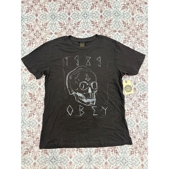 Obey Other - Obey Deadly Skull 1989 Graphic T-Shirt Graphite Grey Mens Small NWT Streetwear
